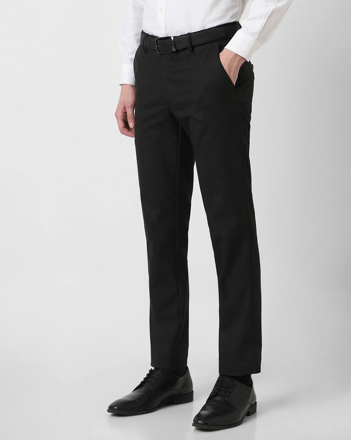 Men Mid-Rise Slim Fit Flat-Front Trousers