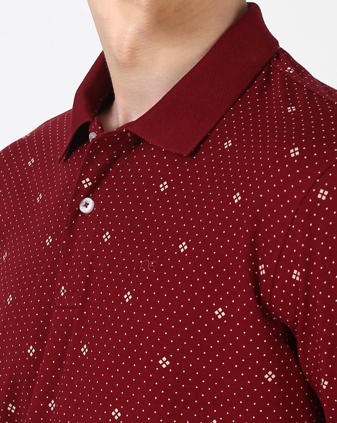 Men Micro Print Regular Fit Polo T-Shirt with Patch Pocket