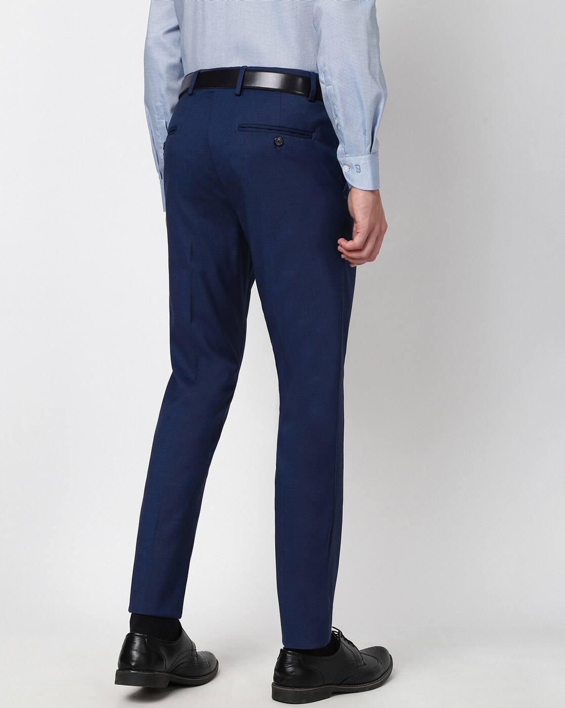 Men Patterned Slim Fit Flat-Front Trousers