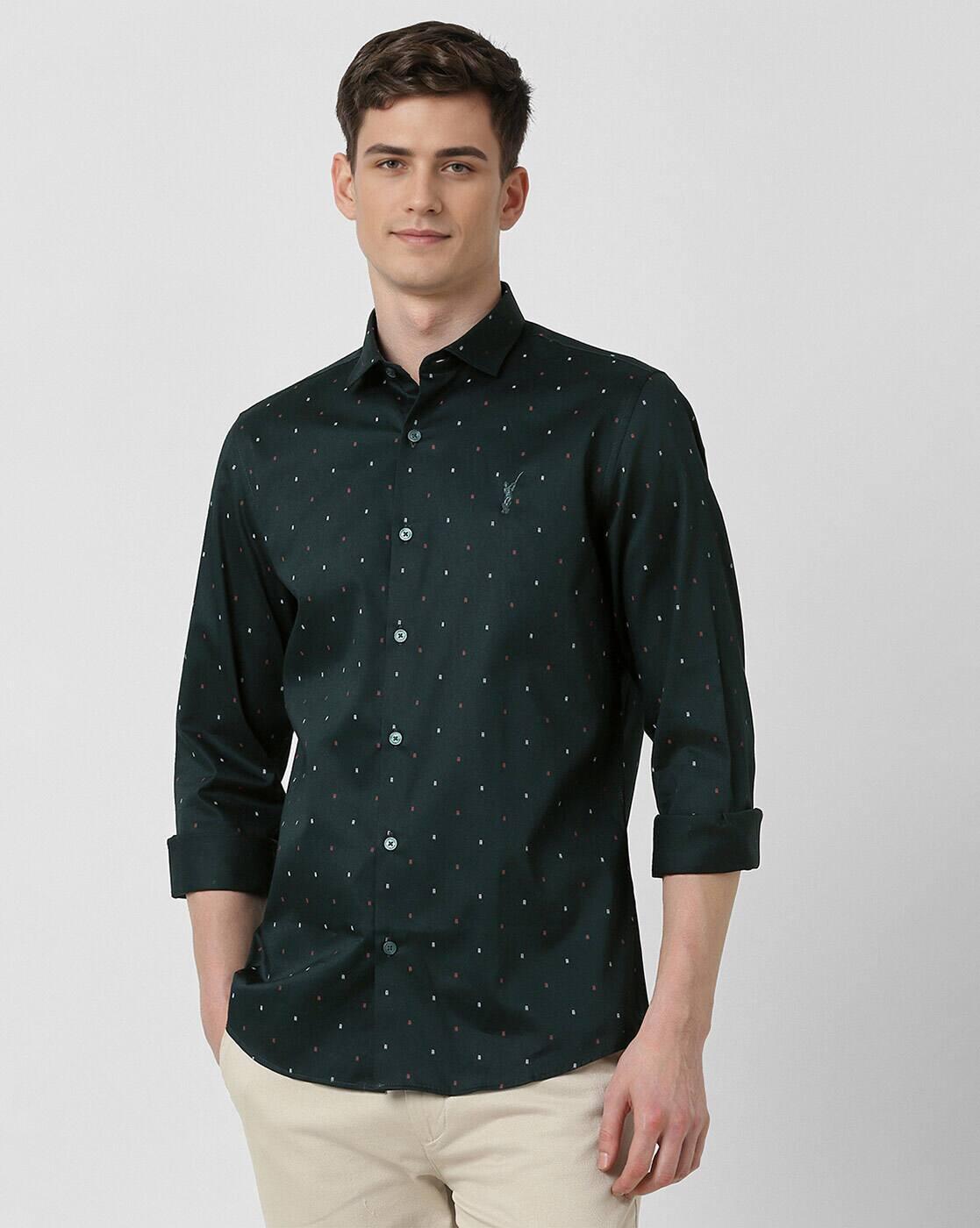 Men Micro Print Slim Fit Shirt