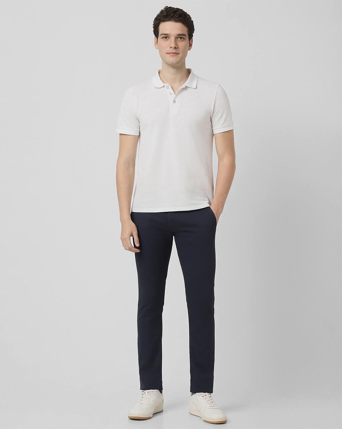 Men Skinny Fit Flat-Front Trousers