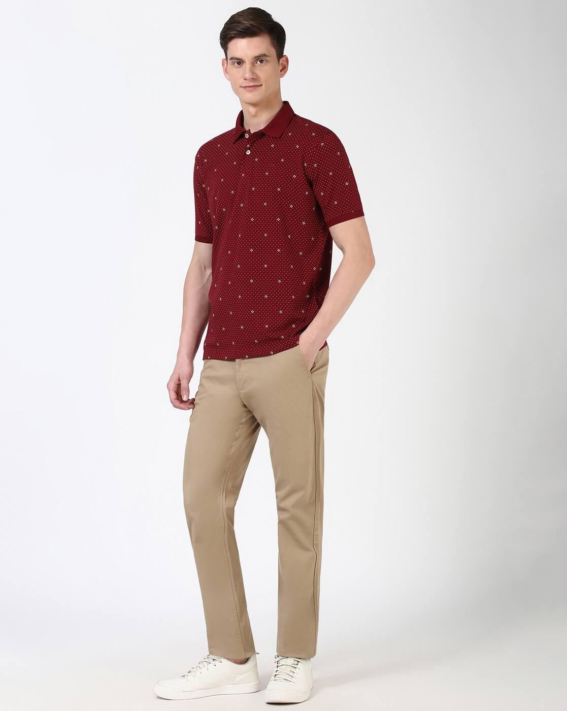 Men Micro Print Regular Fit Polo T-Shirt with Patch Pocket