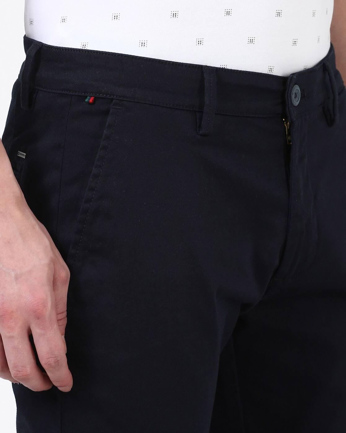Men Skinny Fit Flat-Front Trousers with Insert Pockets