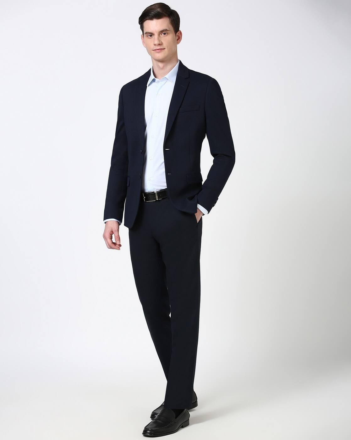 Men Slim Fit Single-Breasted Blazer with Notched Lapel