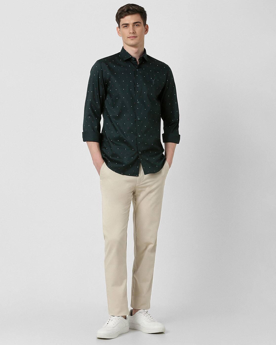 Men Micro Print Slim Fit Shirt