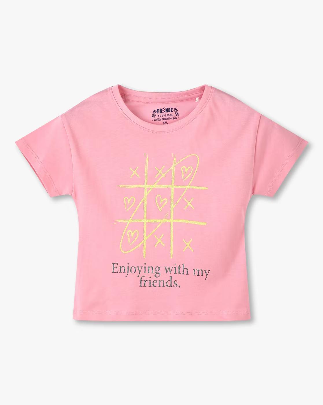 FRIENDS  CROP TSHIRT, PINK, 2-3Y