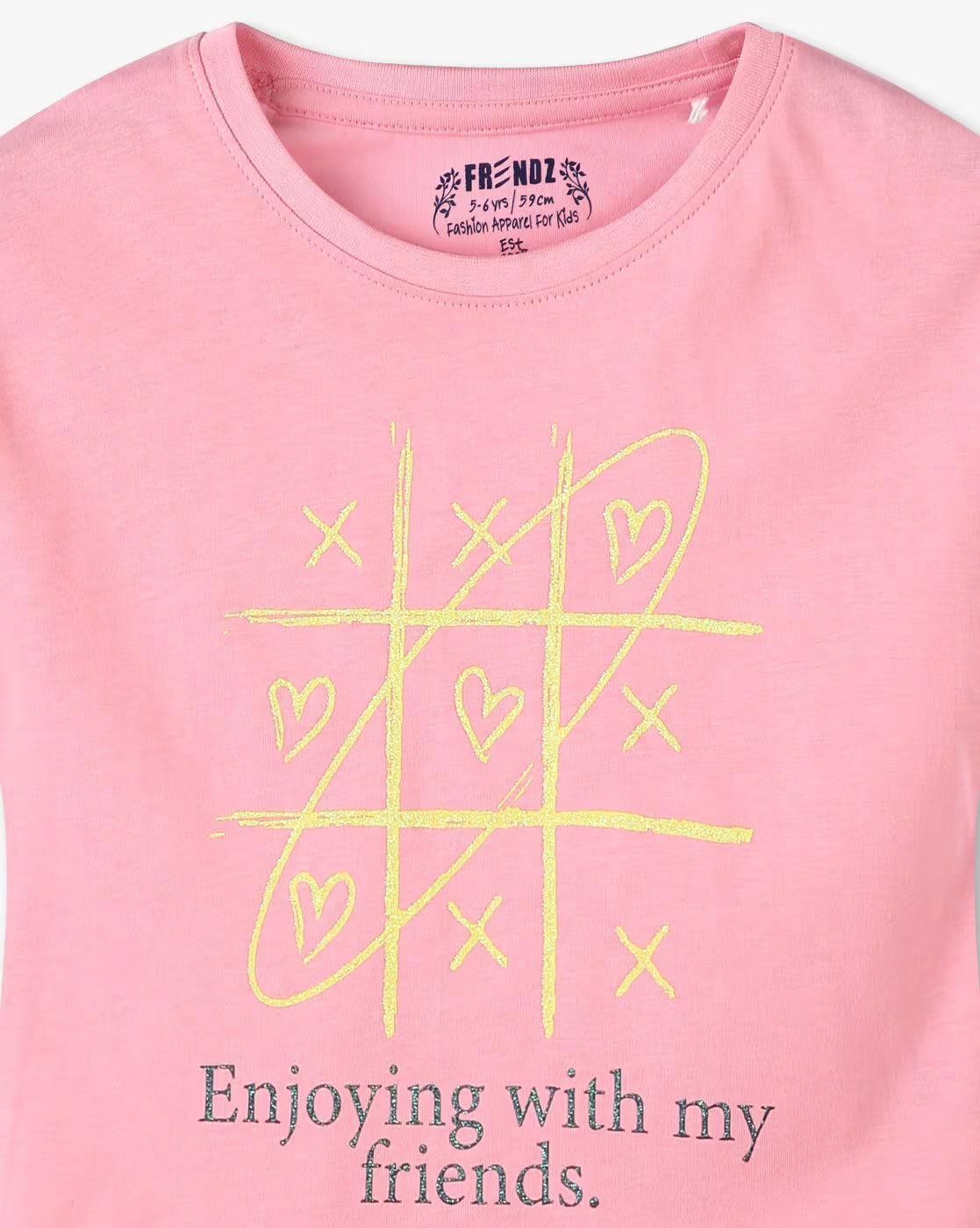 FRIENDS  CROP TSHIRT, PINK, 2-3Y