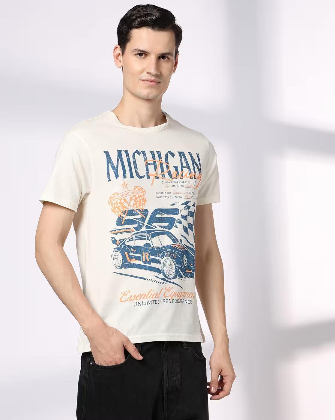 Men Graphic Print Regular Fit Crew-Neck T-Shirt