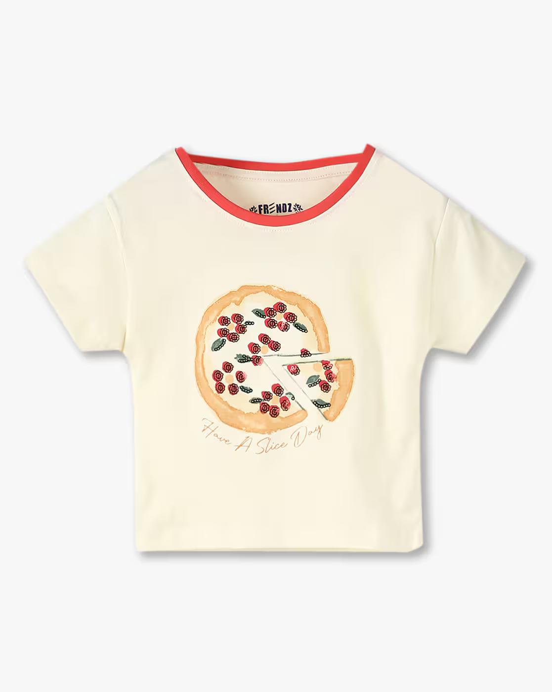 Girls Graphic Print Regular Fit Round-Neck T-Shirt