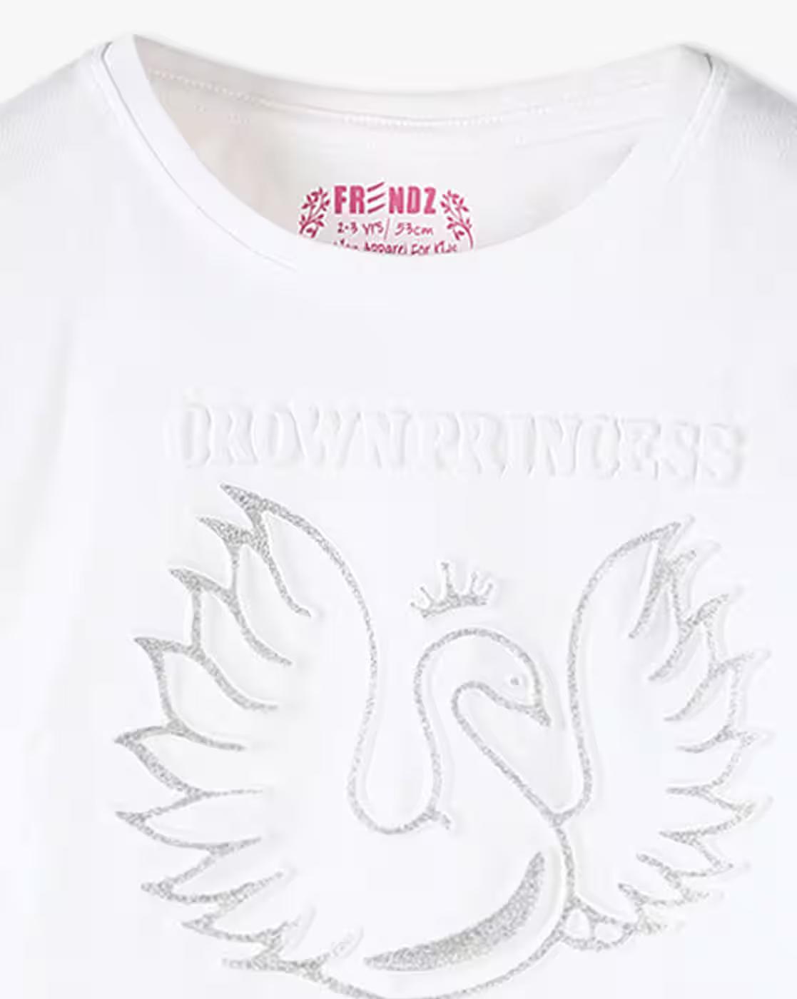 SWAN CROP TSHIRT, WHITE, 5-6Y