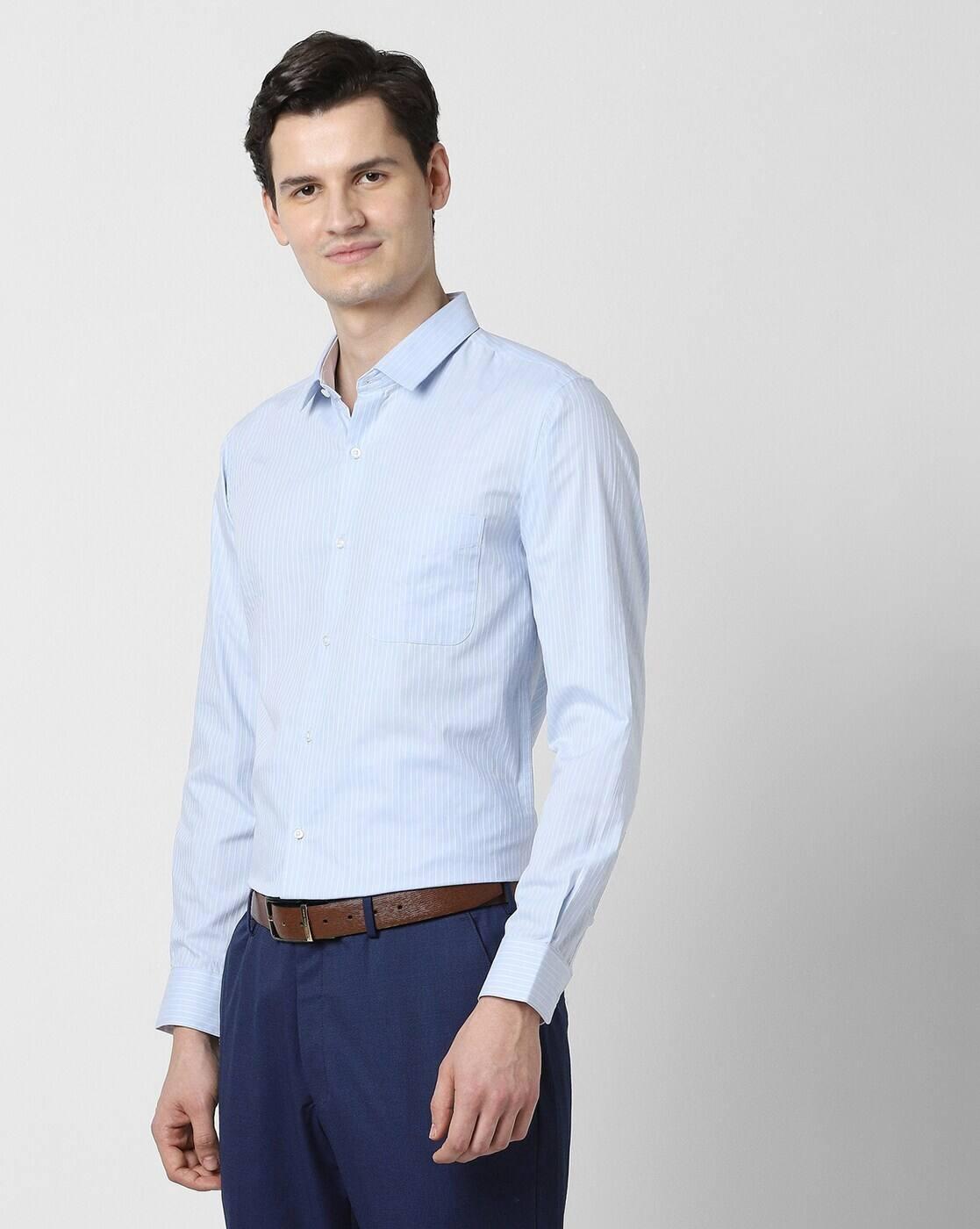 Men Striped Slim Fit Shirt with Patch Pocket