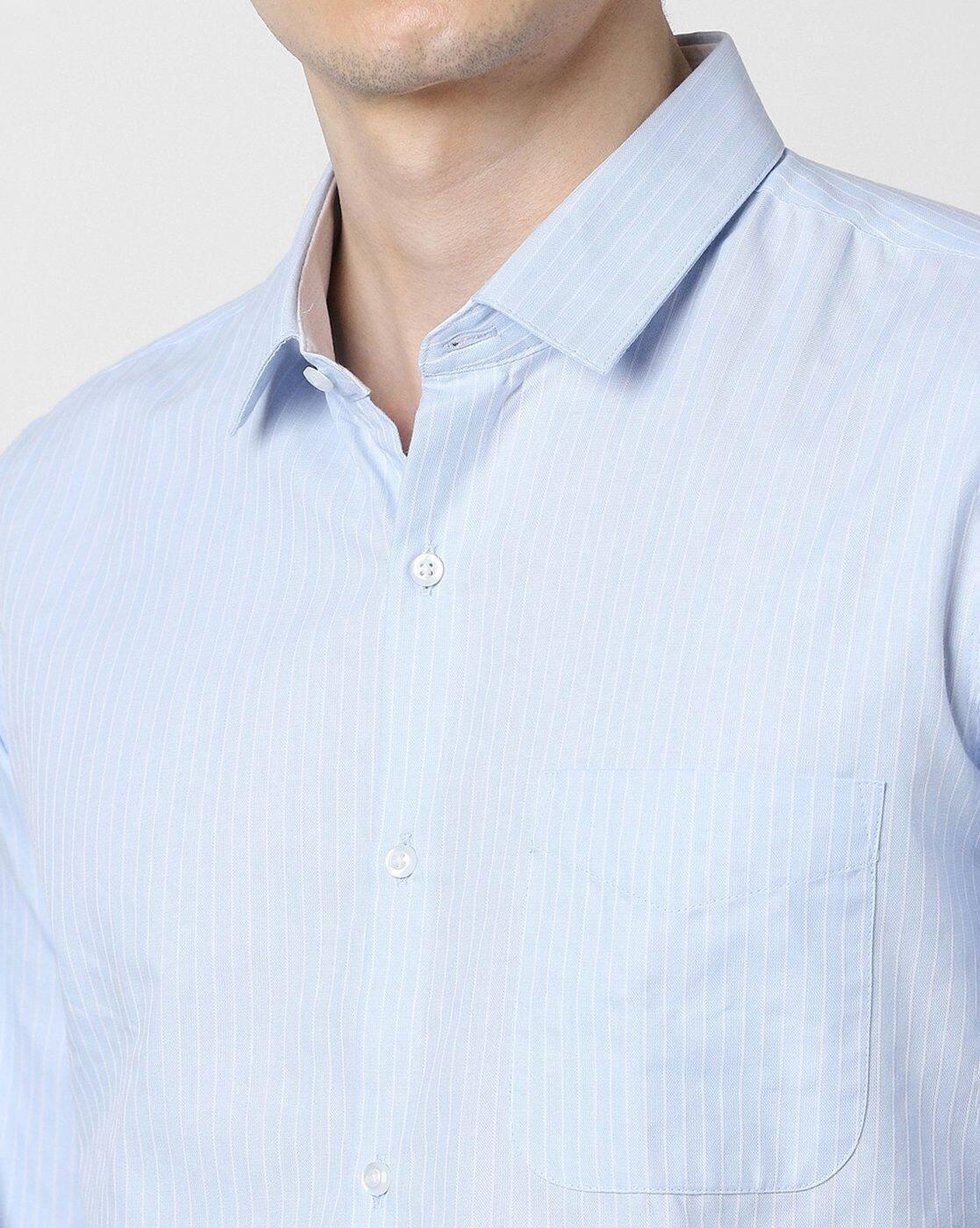 Men Striped Slim Fit Shirt with Patch Pocket