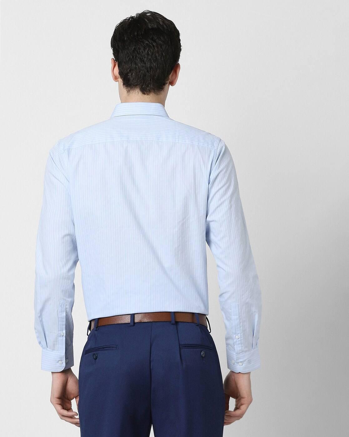 Men Striped Slim Fit Shirt with Patch Pocket