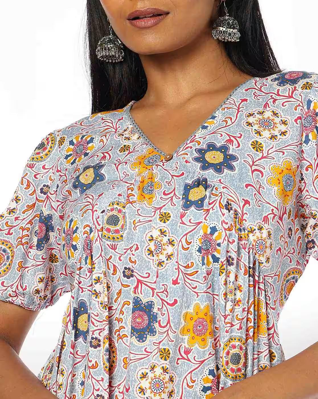 Women Floral Print Empire Dress