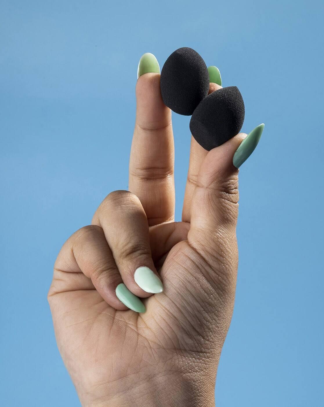 Set of 2 Mini Sponge Set Water Drop Highly Soft Absorbent Airbrushed Finish Comt - Black