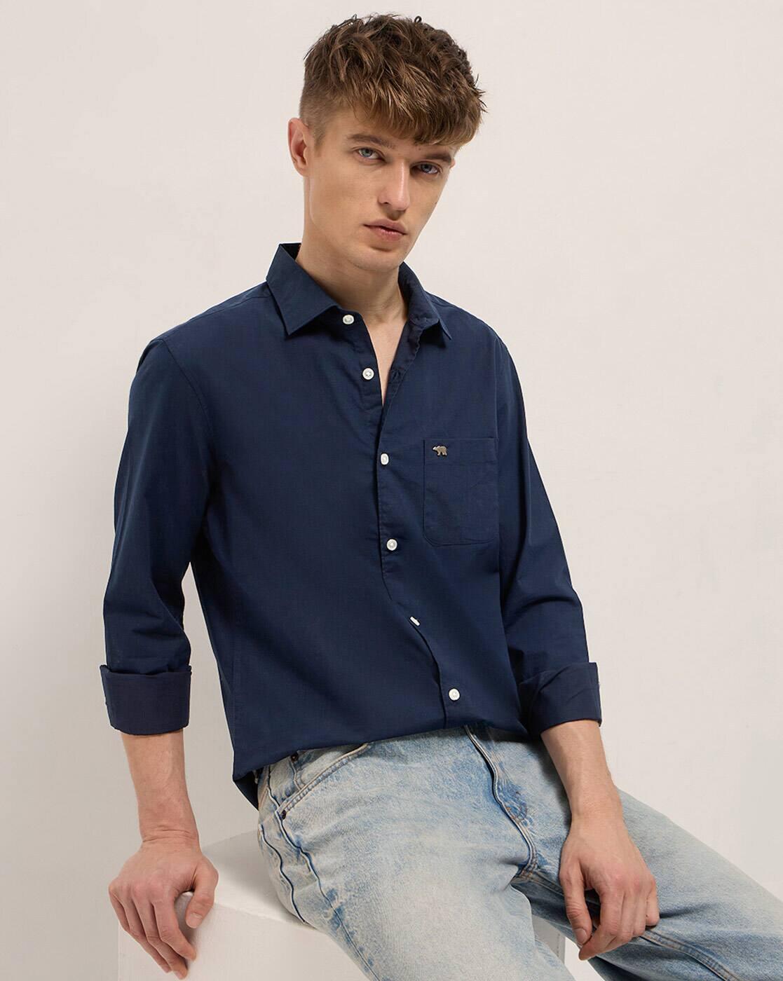 Cotton Spread Collar Slim Fit Shirt