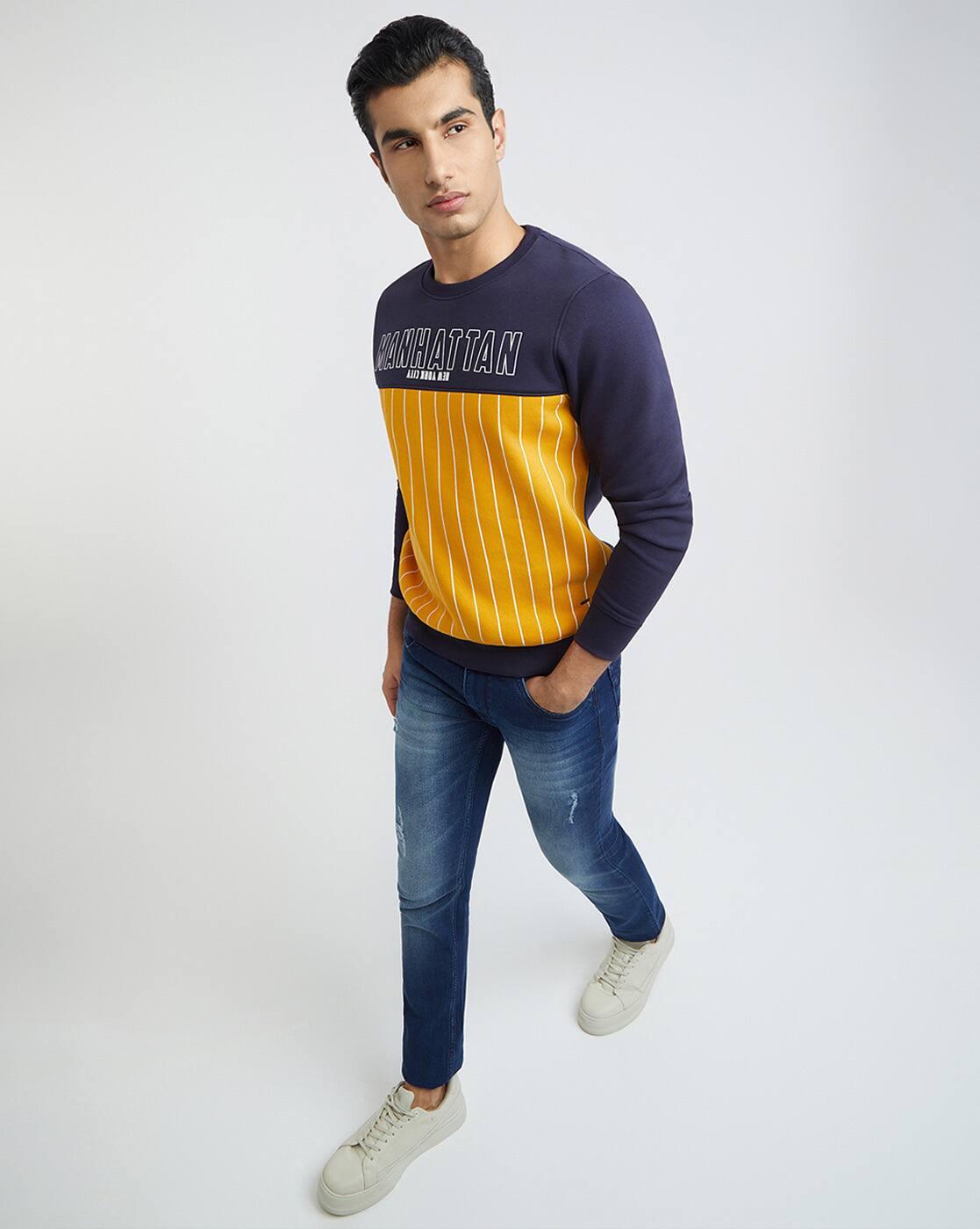 Striped Crew-Neck Sweatshirt