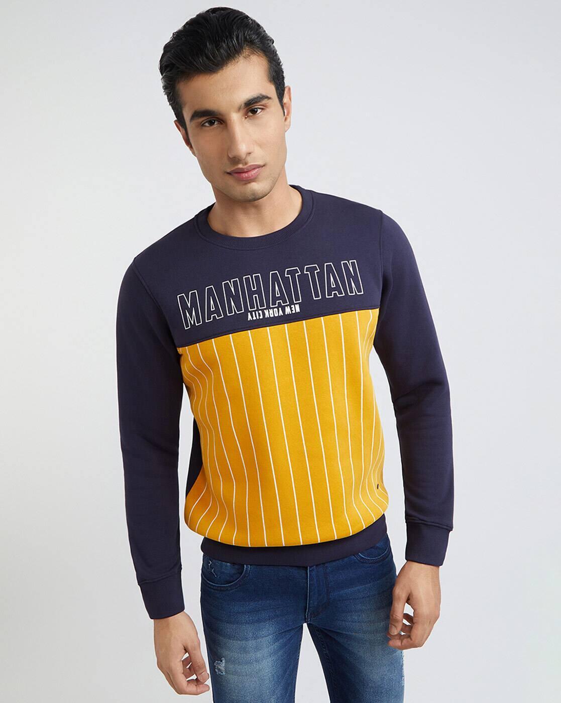 Striped Crew-Neck Sweatshirt