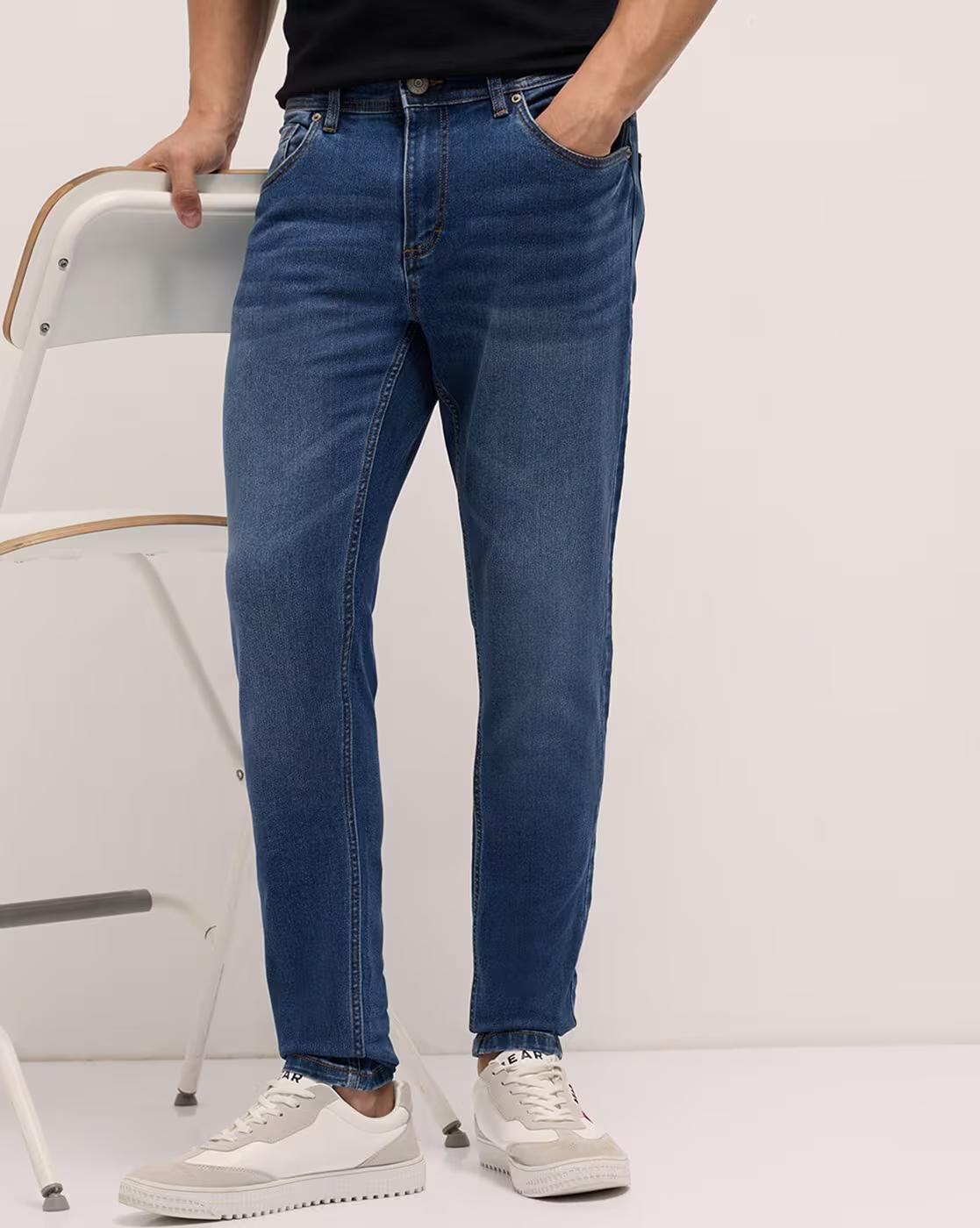 Men Mid Rise Washed Slim Skinny Jeans