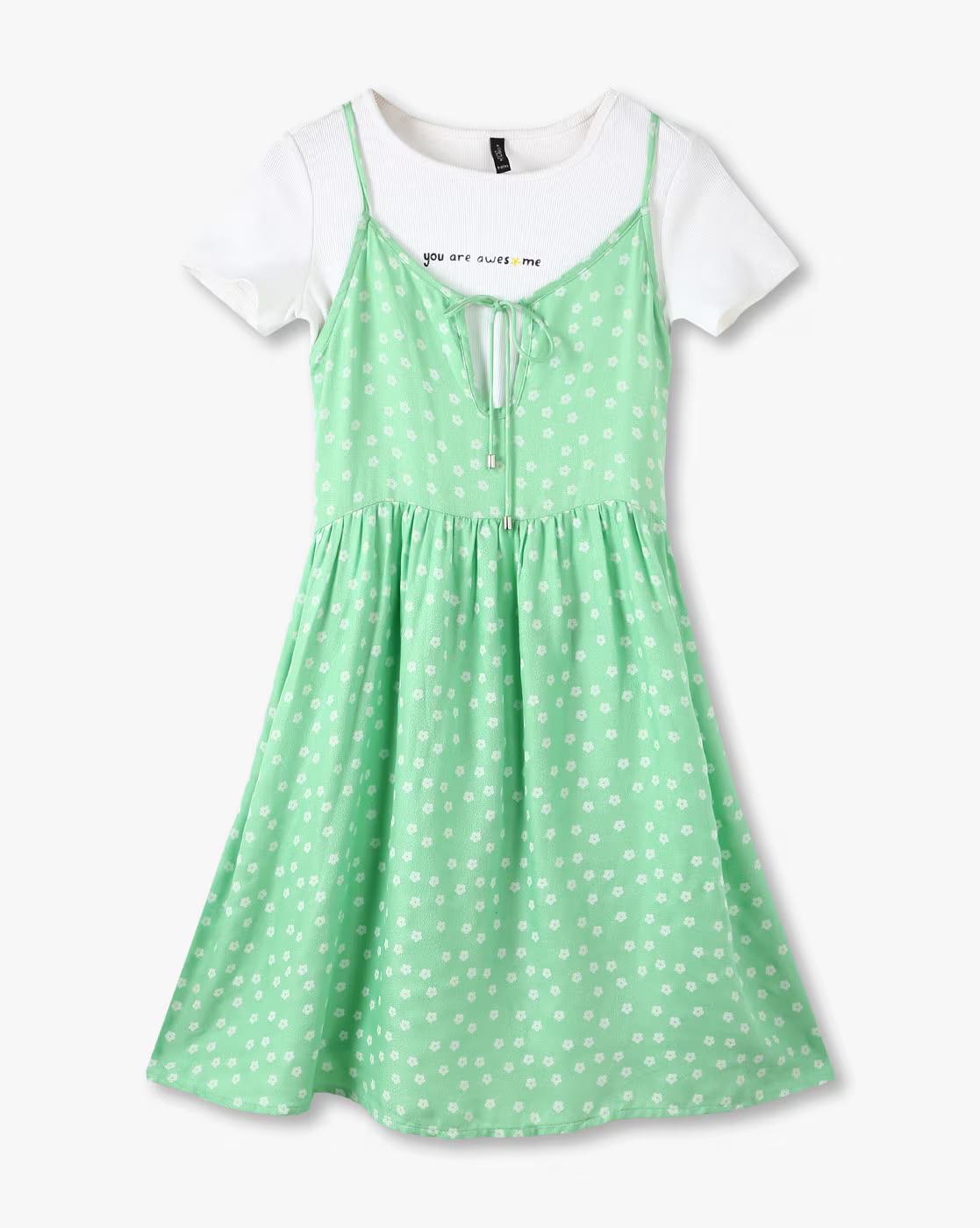 Printed Twofer Dress