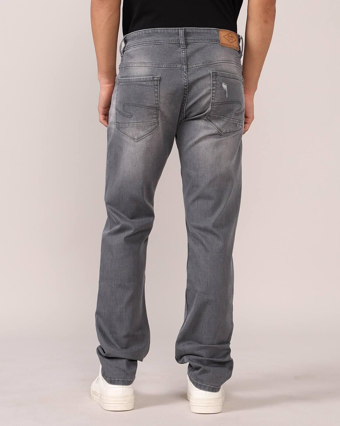Men Lightly Washed Straight Jeans