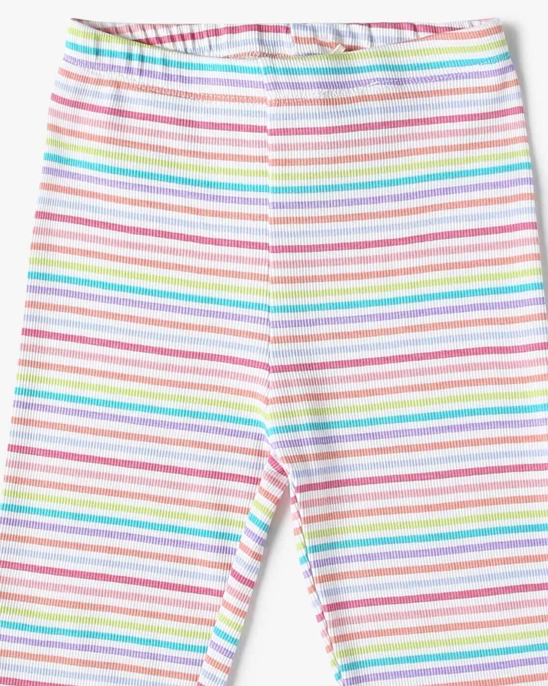 MULTI COLOR STRIPE RIB LEGG, WHITE, 5-6Y