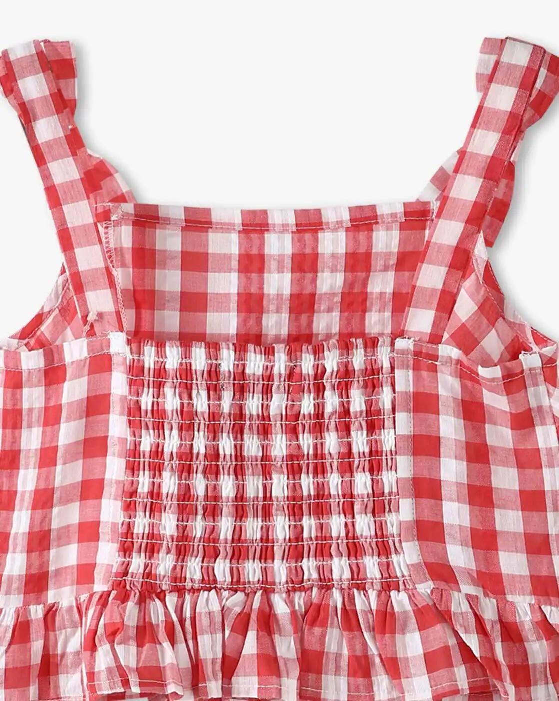 RED GINGHAM CHECK TOP, RED, 2-3Y