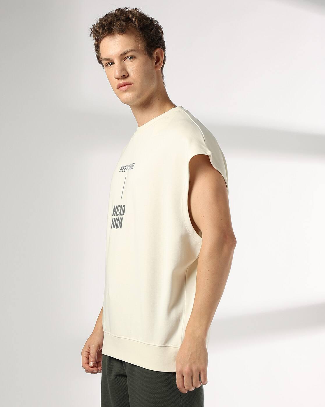 Men Typographic Print Loose Fit Crew-Neck T-Shirt