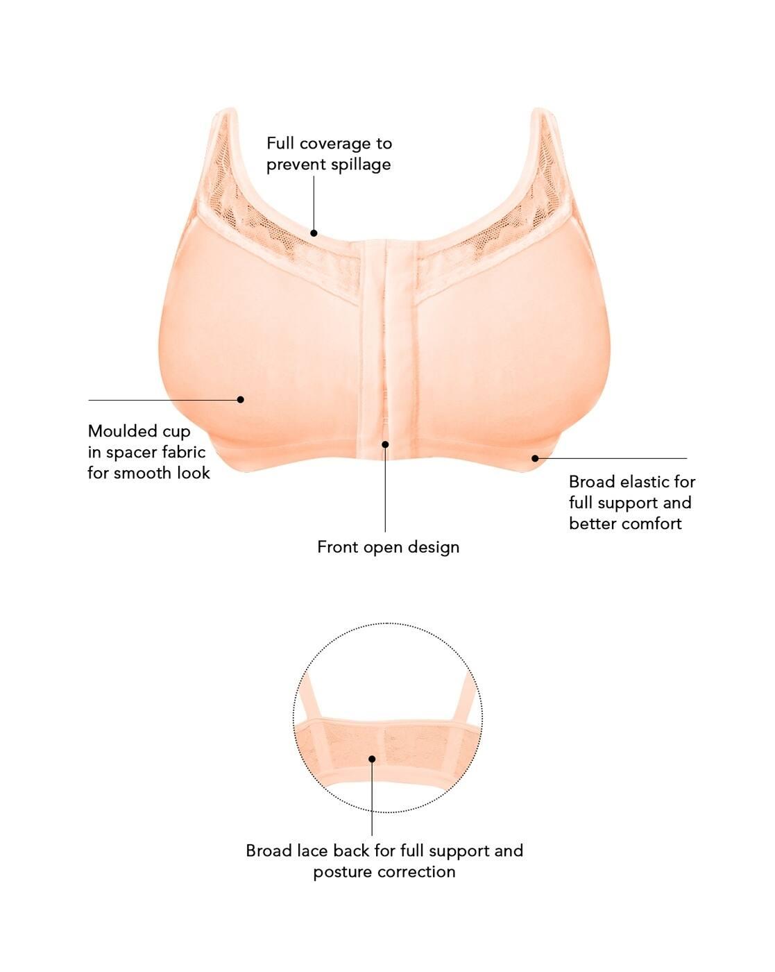 Non-Padded Non-Wired Spacer Cup Easy-On Front Open Full Figure Bra