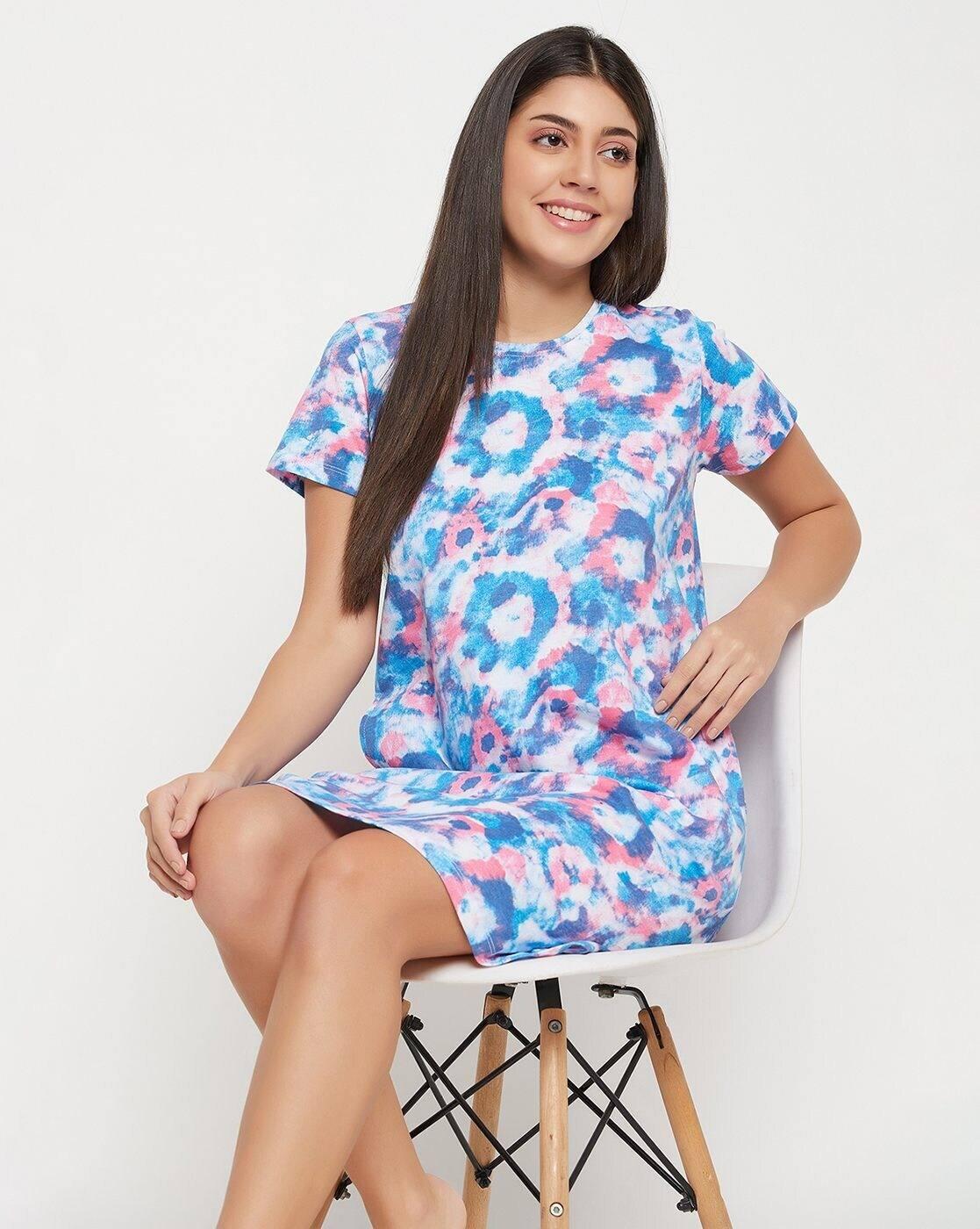Women Tie & Dye Round-Neck Nightie