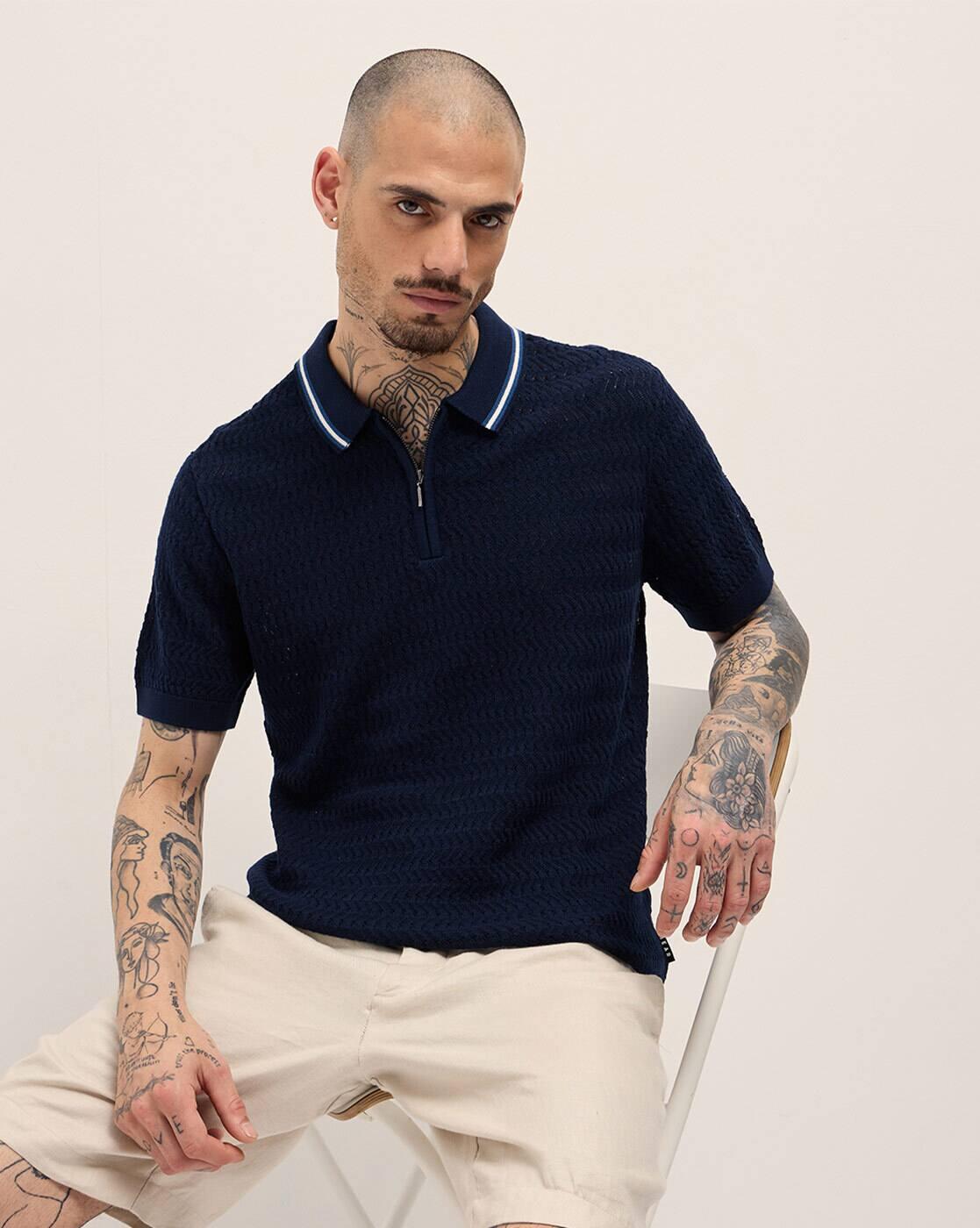 Men Cotton Slim Fit Polo T-Shirt