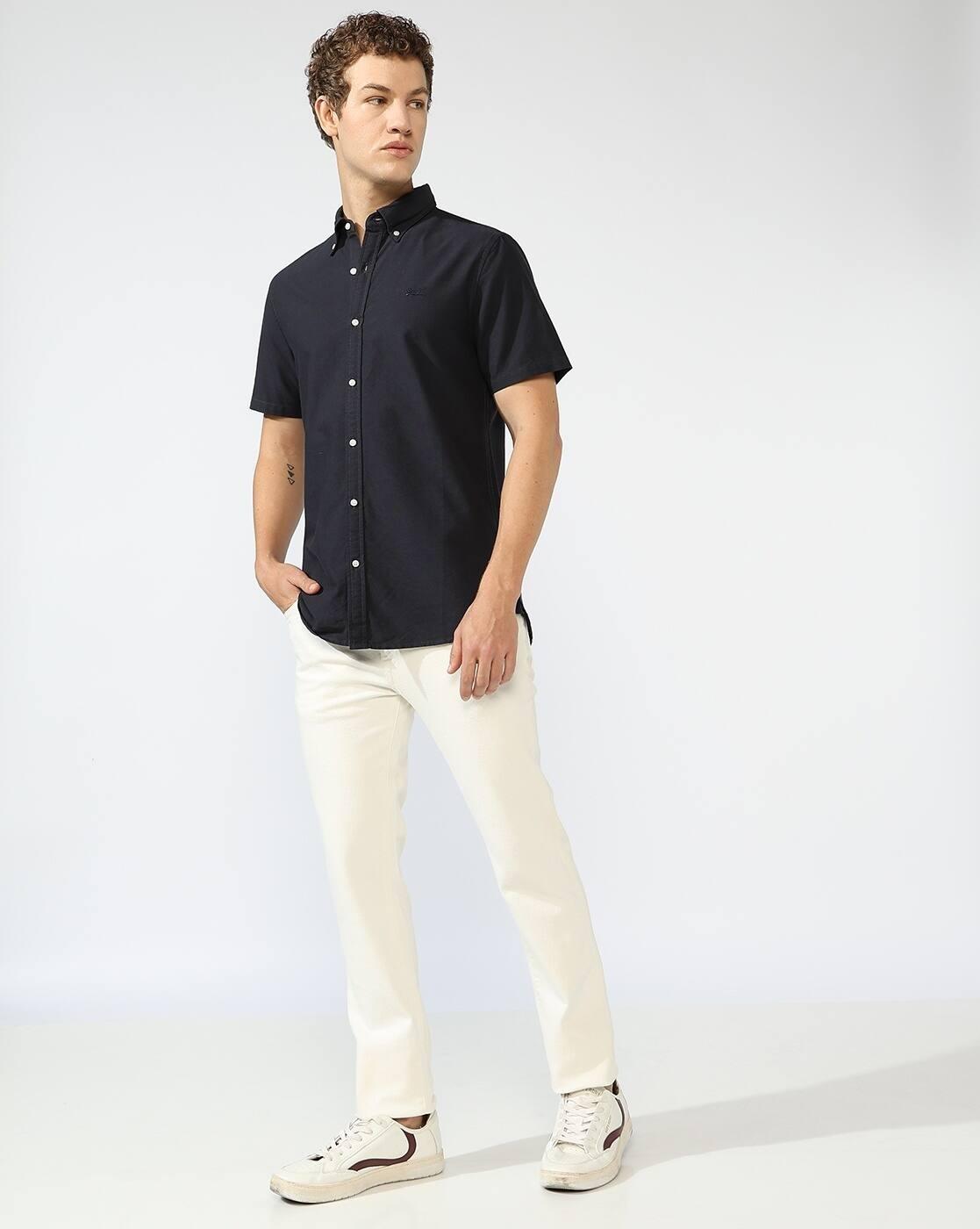 Short Sleeves Oxford Two Tone Shirt
