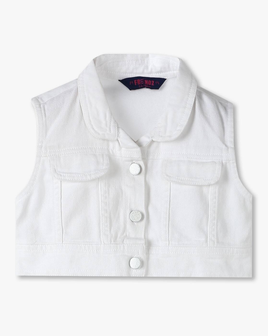 WHITE TWILL JACKET DRESS, WHITE, 3-4Y