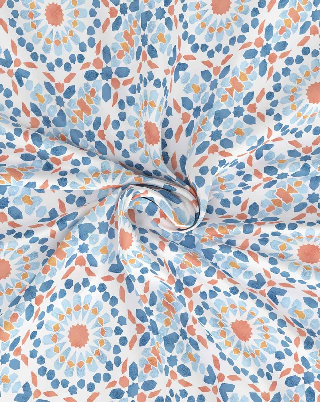 144 TC Geometric Print Fitted King-Size Bedsheet with Pillow Covers