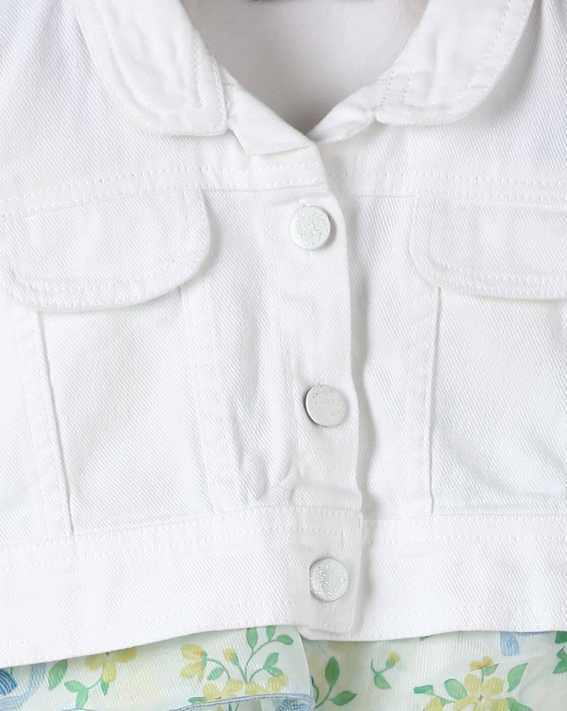 WHITE TWILL JACKET DRESS, WHITE, 3-4Y