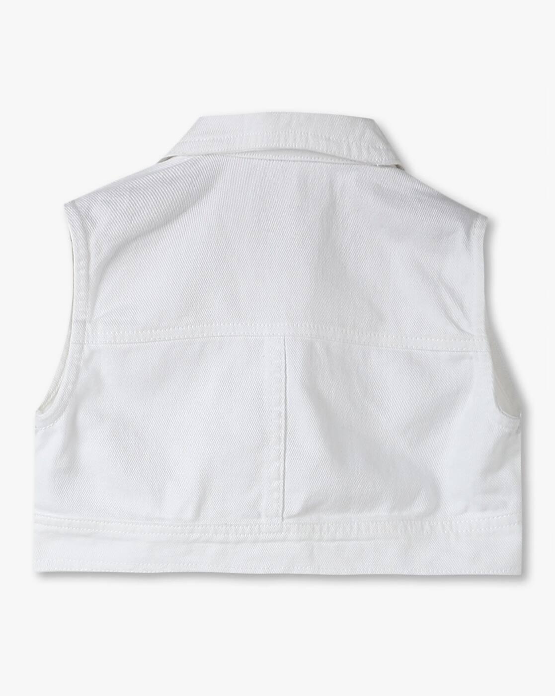 WHITE TWILL JACKET DRESS, WHITE, 3-4Y