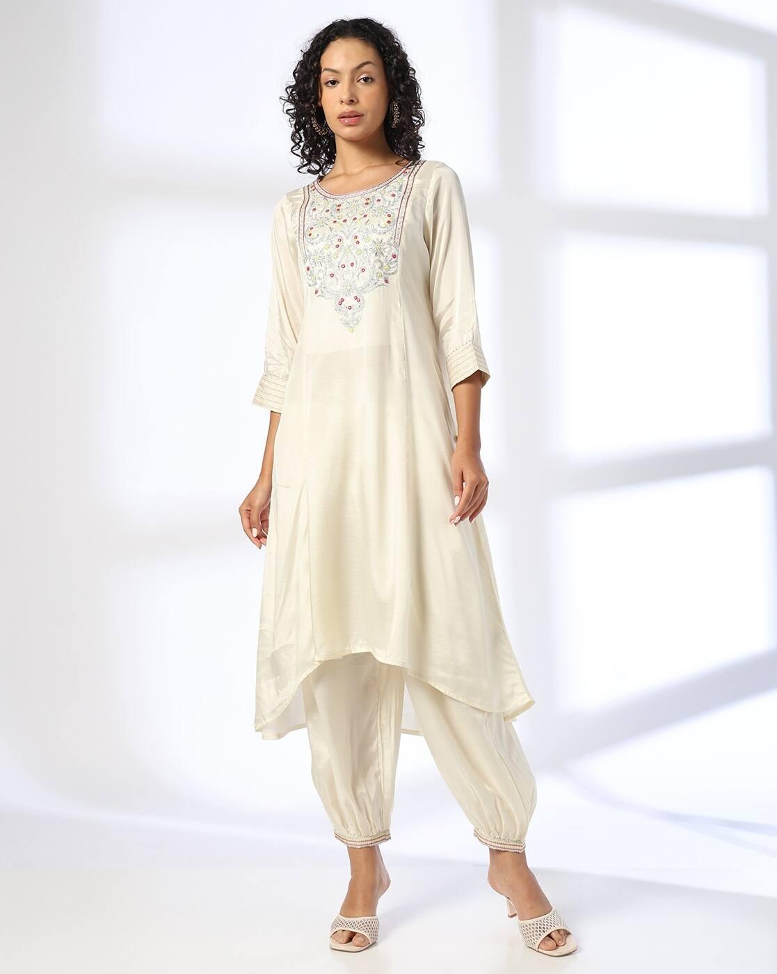 Women Embroidered A-Line Kurta with Pants Set