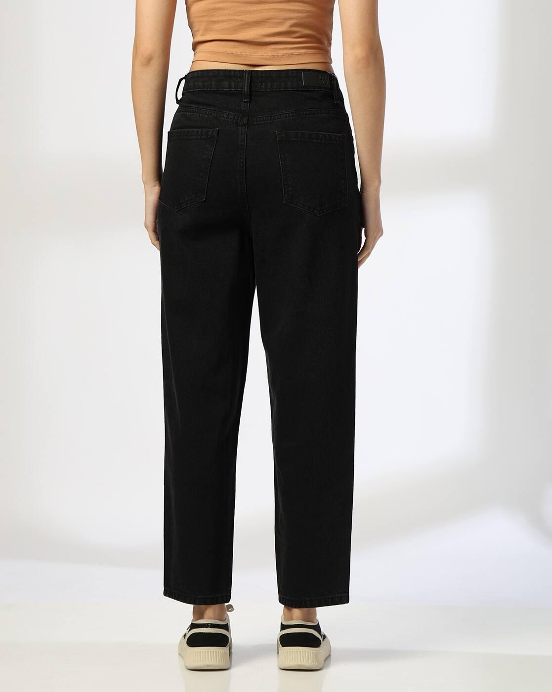 HIGH WAIST ANKLE LENGTH MOM, BLACK, 28