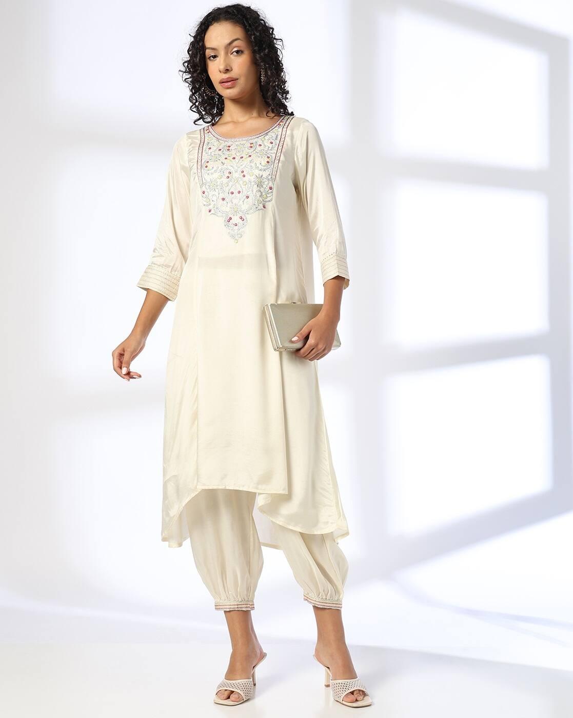 Women Embroidered A-Line Kurta with Pants Set