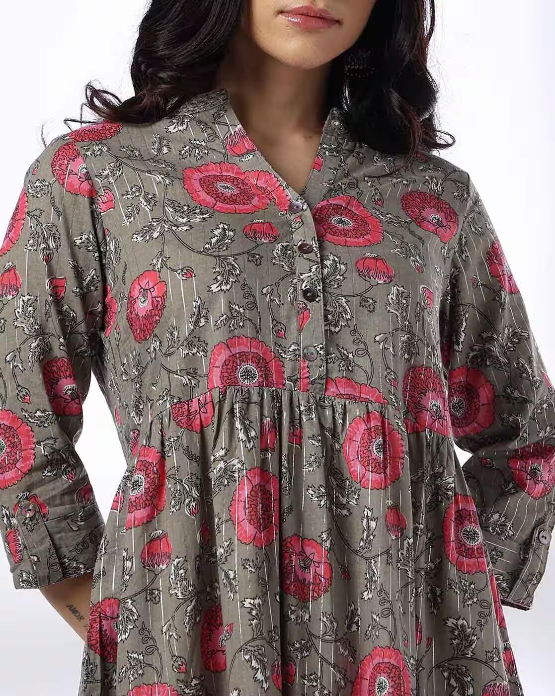 Grey lurex floral, LT GREY, L