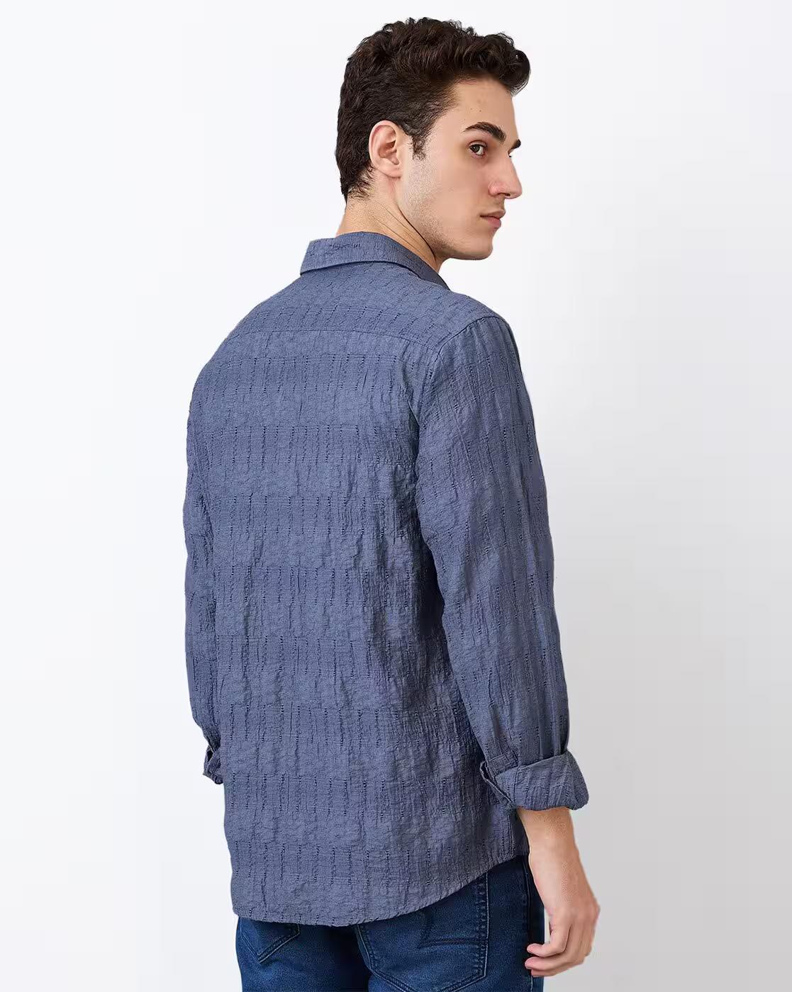 Spkar Solid Slim Fit Shirts For Men