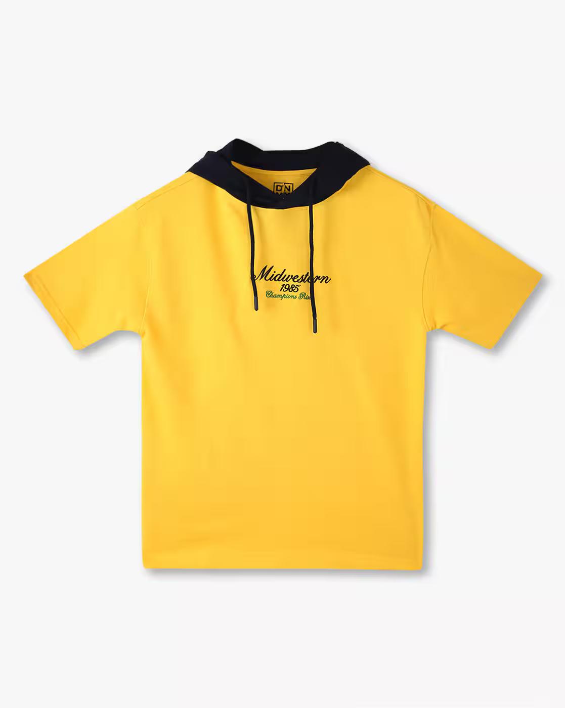 Boys Typographic Print Relaxed Fit Hooded T-Shirt
