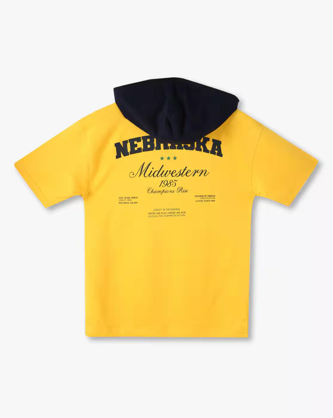 Boys Typographic Print Relaxed Fit Hooded T-Shirt