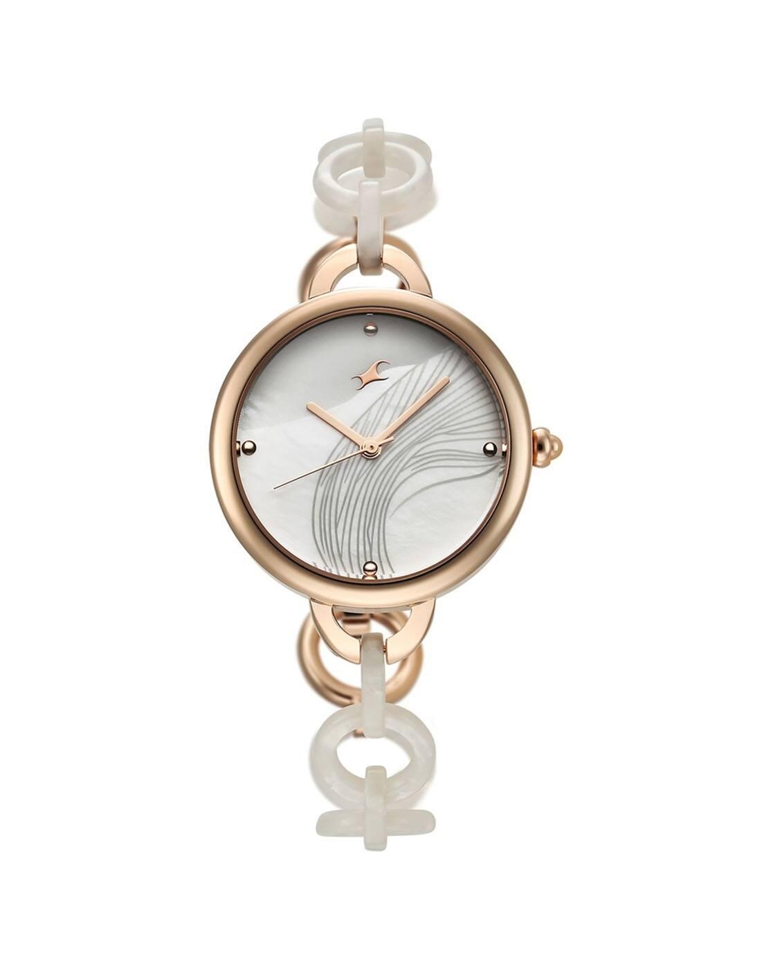 Fastrack Younique 2.0 White Dial Brass & Acetate Strap Watch For Women