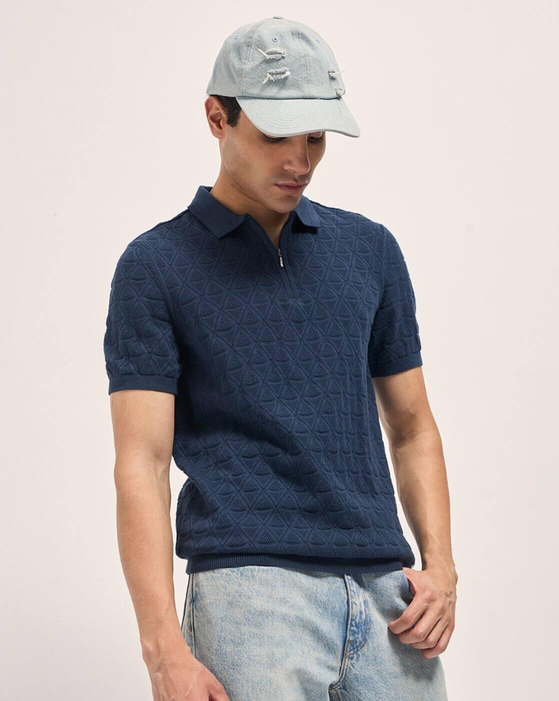 Self-design Slim Fit Polo T-shirt