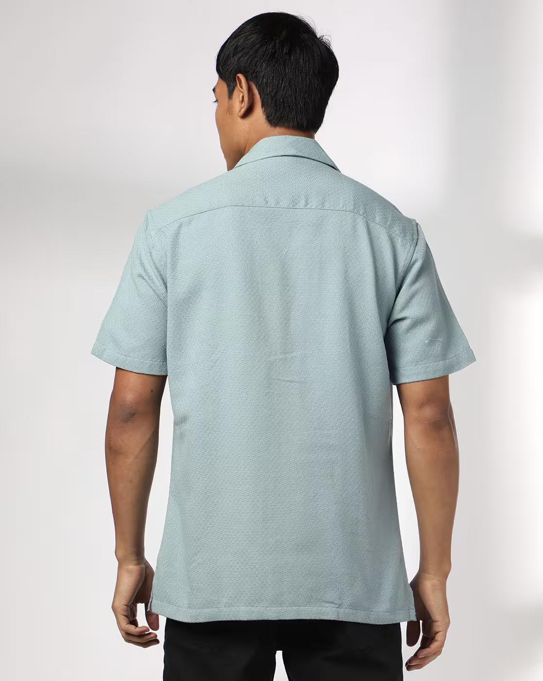 Men Patterned Relaxed Fit Shirt with Patch Pocket
