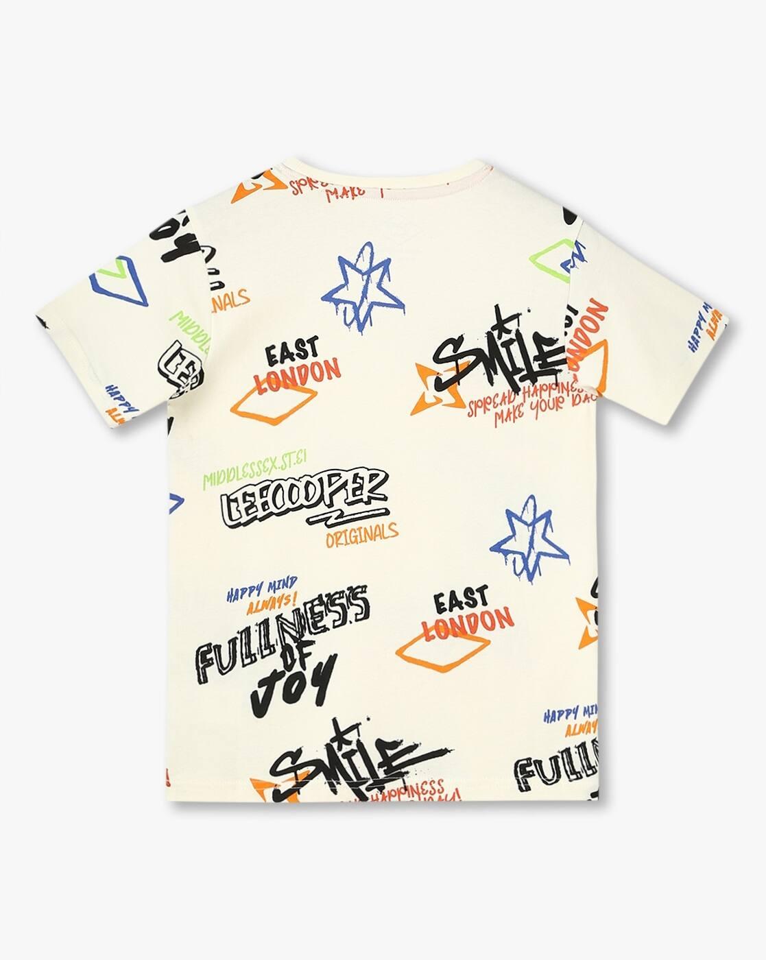 Boys Typographic Print Regular Fit Round-Neck T-Shirt