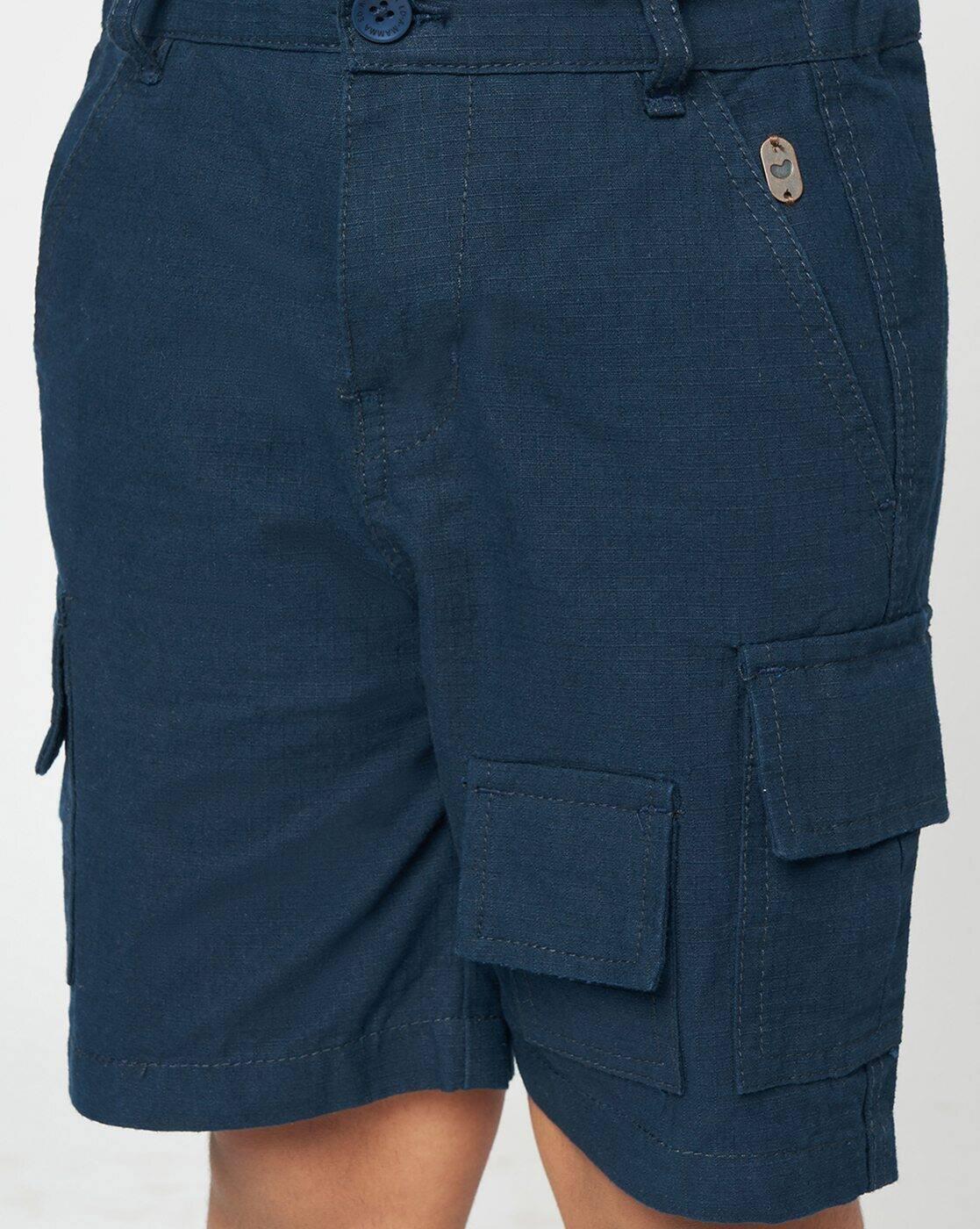 Boys Regular Fit Cotton Cargo Shorts