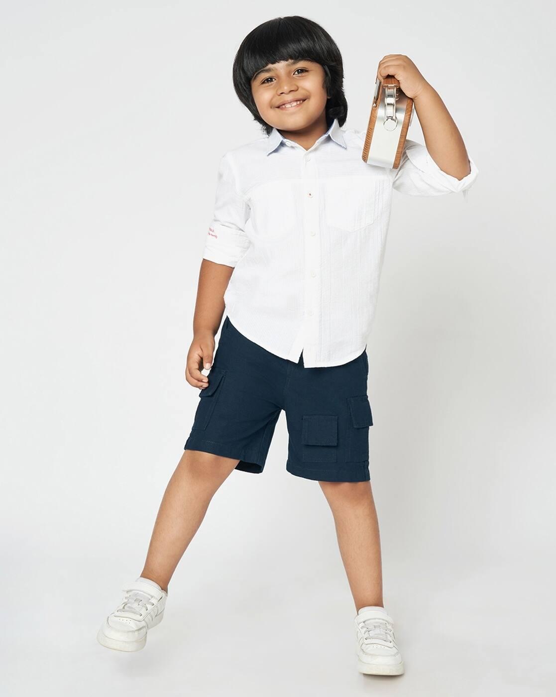 Boys Regular Fit Cotton Cargo Shorts