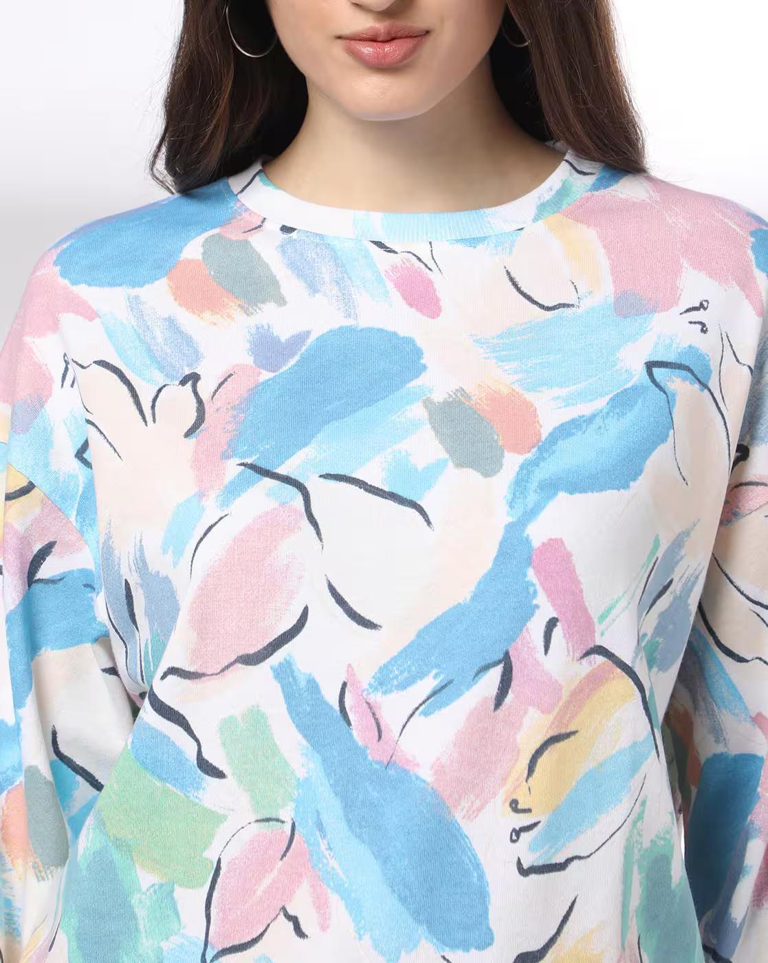 Women All-Over Print Boxy Fit Crew-Neck Sweatshirt